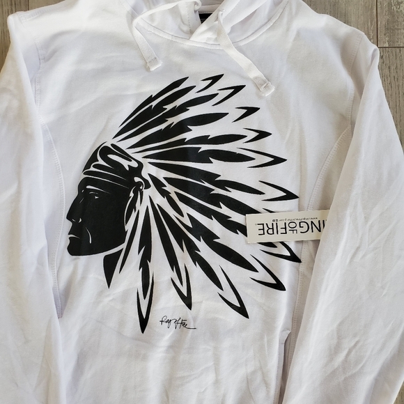 𝅺RING OF FIRE Hoodie Indian Chief print - Picture 2 of 3
